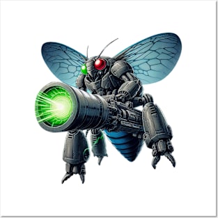 Cyborg Cicada Carrying Laser Cannon Posters and Art